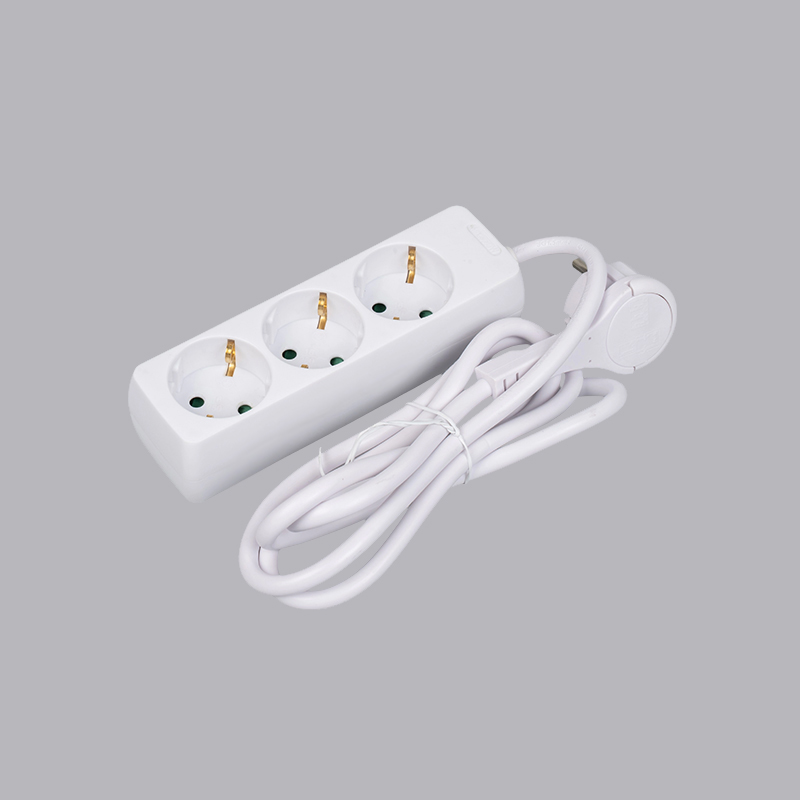 LOB-03L Power strip 3 arah berbentuk persegi panjang tipe Jerman dengan cincin tarik Multi-Socket