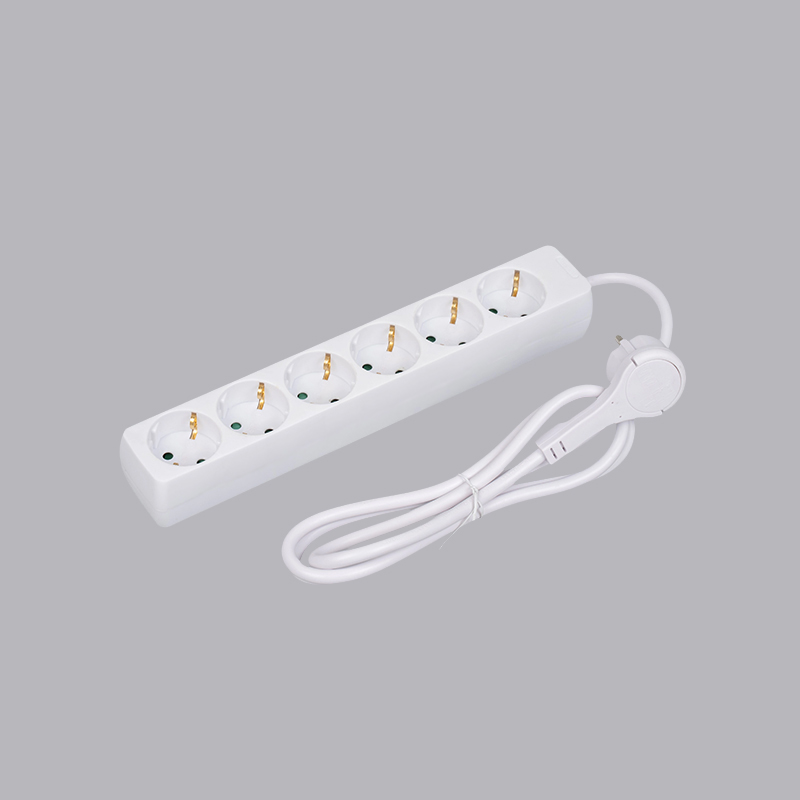 LOB-06L Power strip 6 arah berbentuk persegi panjang tipe Jerman dengan cincin tarik Multi-Socket