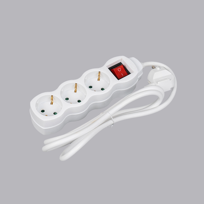 LOG-03K Strip daya 3 arah berbentuk labu tipe Jerman dengan sakelar Multi-Socket