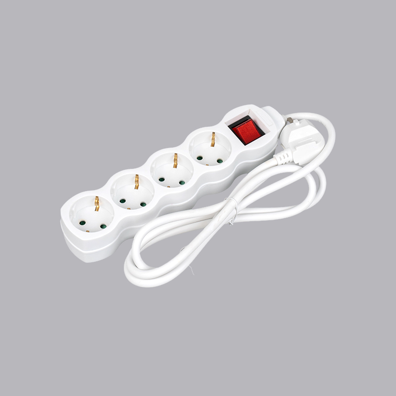 LOG-04K Strip daya 4 arah berbentuk labu tipe Jerman dengan sakelar Multi-Socket