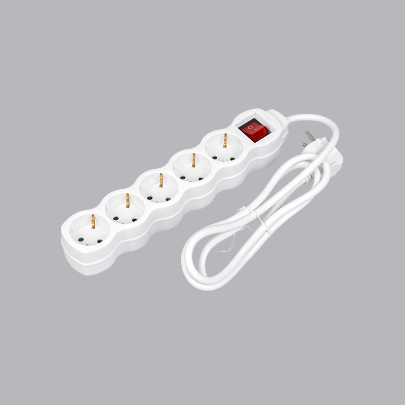 LOG-05K Strip daya 5 arah berbentuk labu tipe Jerman dengan sakelar Multi-Socket