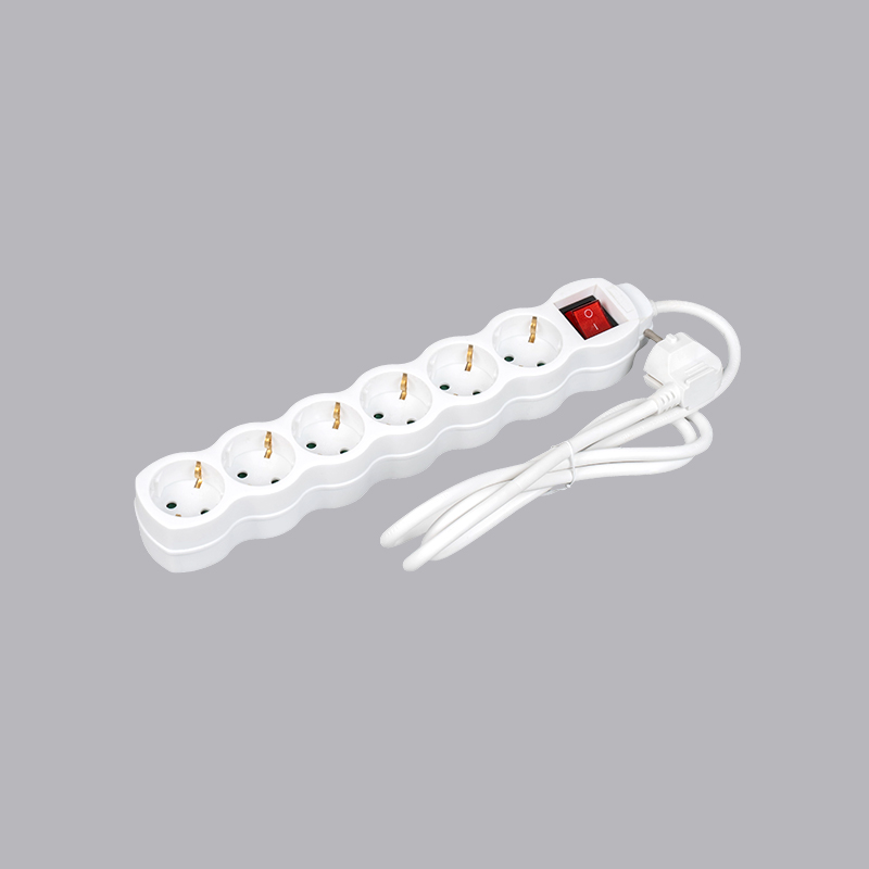 LOG-06K Strip daya 6 arah berbentuk labu tipe Jerman dengan sakelar Multi-Socket