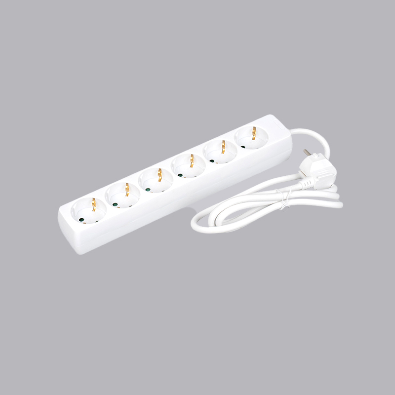 LOB-06 Multi-Socket soket ekstensi 6 arah berbentuk persegi panjang tipe Jerman
